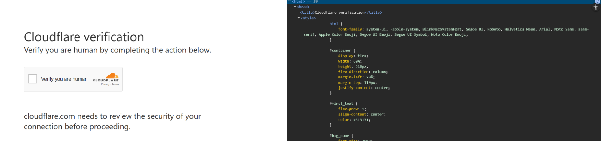 HTML code of the captcha page