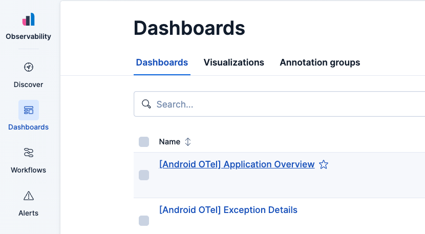 Dashboard list