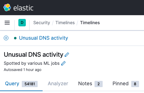 Tabbed information in Elastic Security timeline