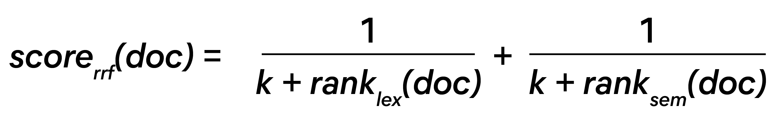 Reciprocal Rank Fusion (RRF) Document Scoring Formula