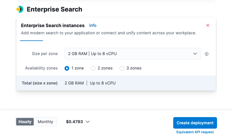 Screenshot of Elastic Enterprise Search instances
