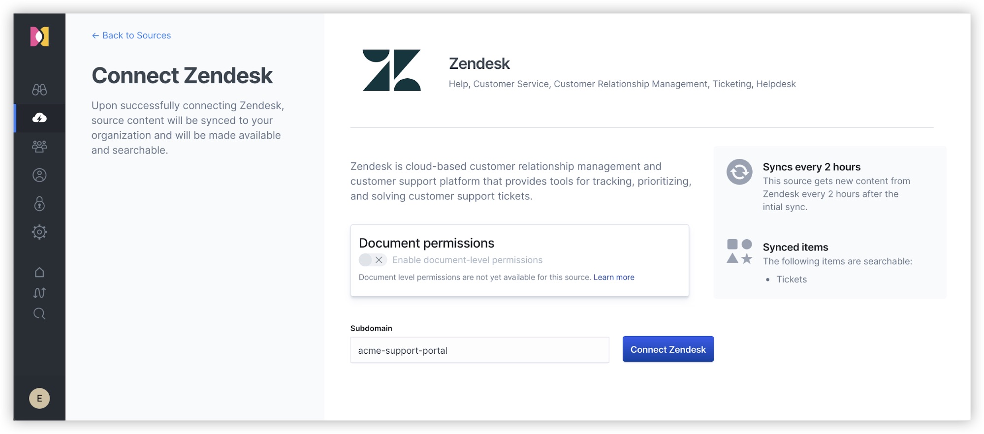 Connecting Zendesk as a source