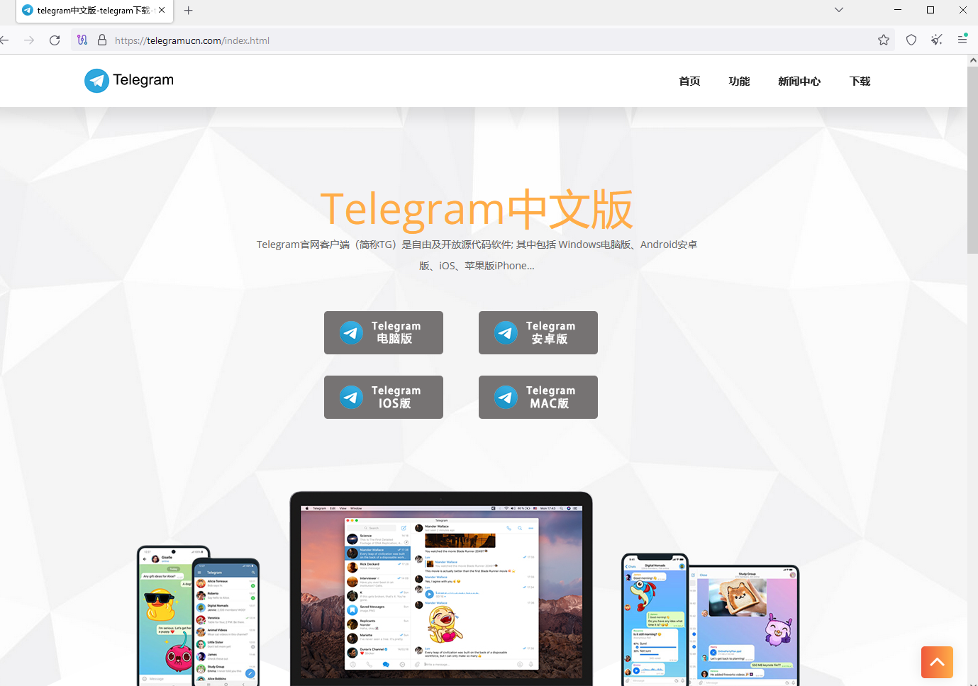 Fake Telegram landing page