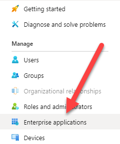 Click on "Enterprise applications"