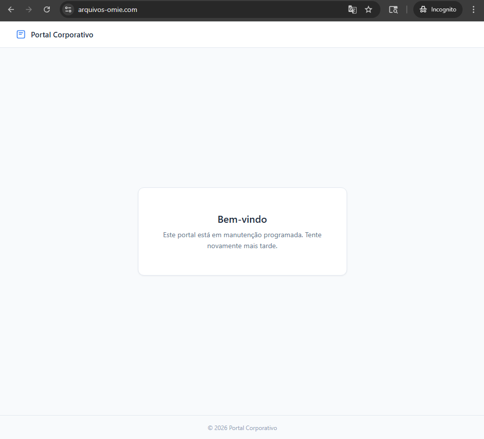 Phishing page under maintenance