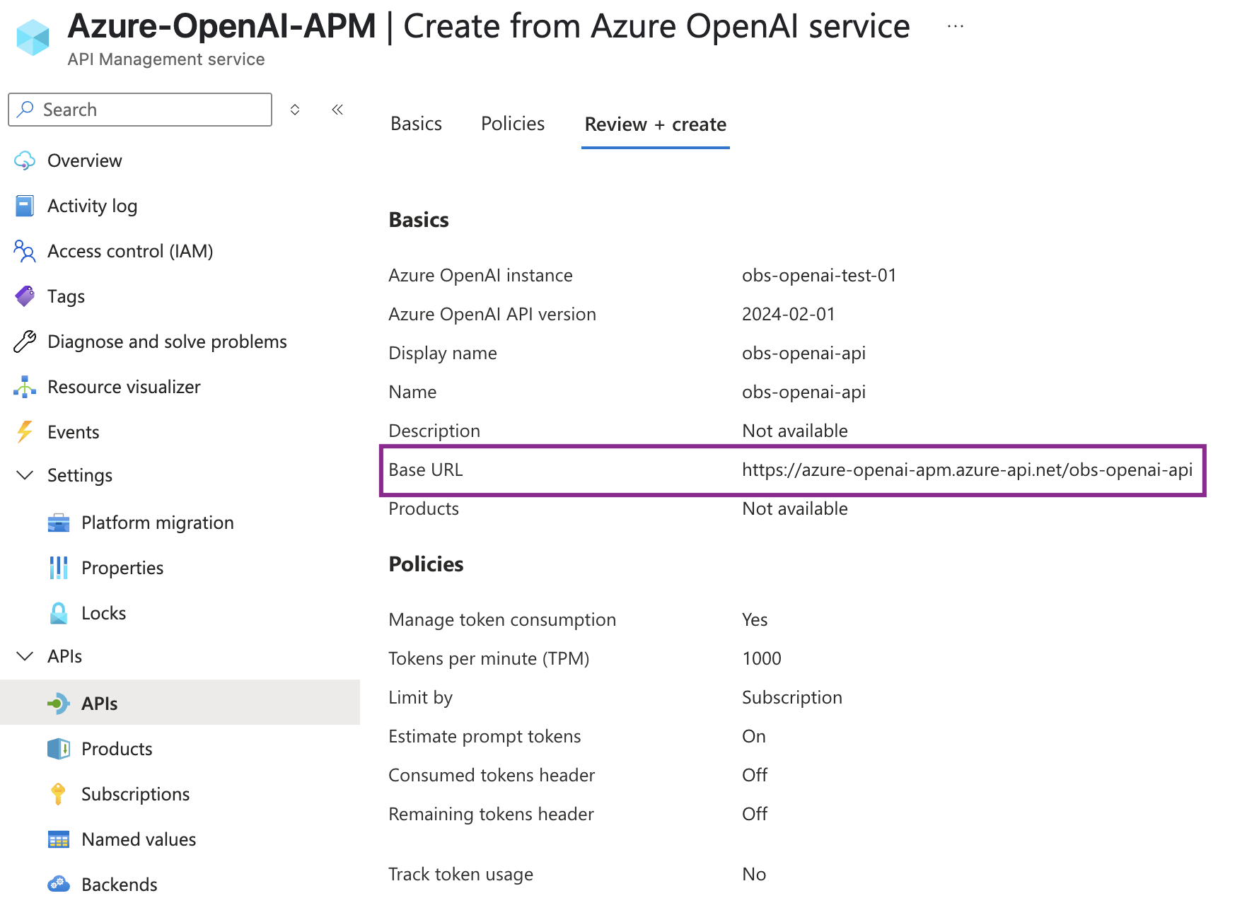 LLM Observability: Azure OpenAI Create API Management Service