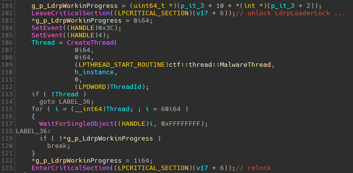 KREMLIN clearing LdrpWorkInProgress and the loader lock to start a thread from DllMain during DLL sideloading