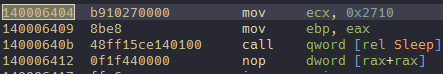 DimHost.exe calls Kernel32 Sleep +0x6404