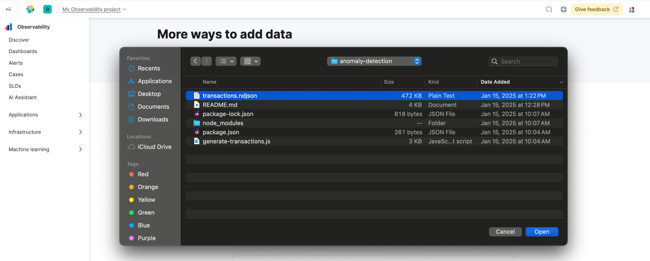 Data import select local file