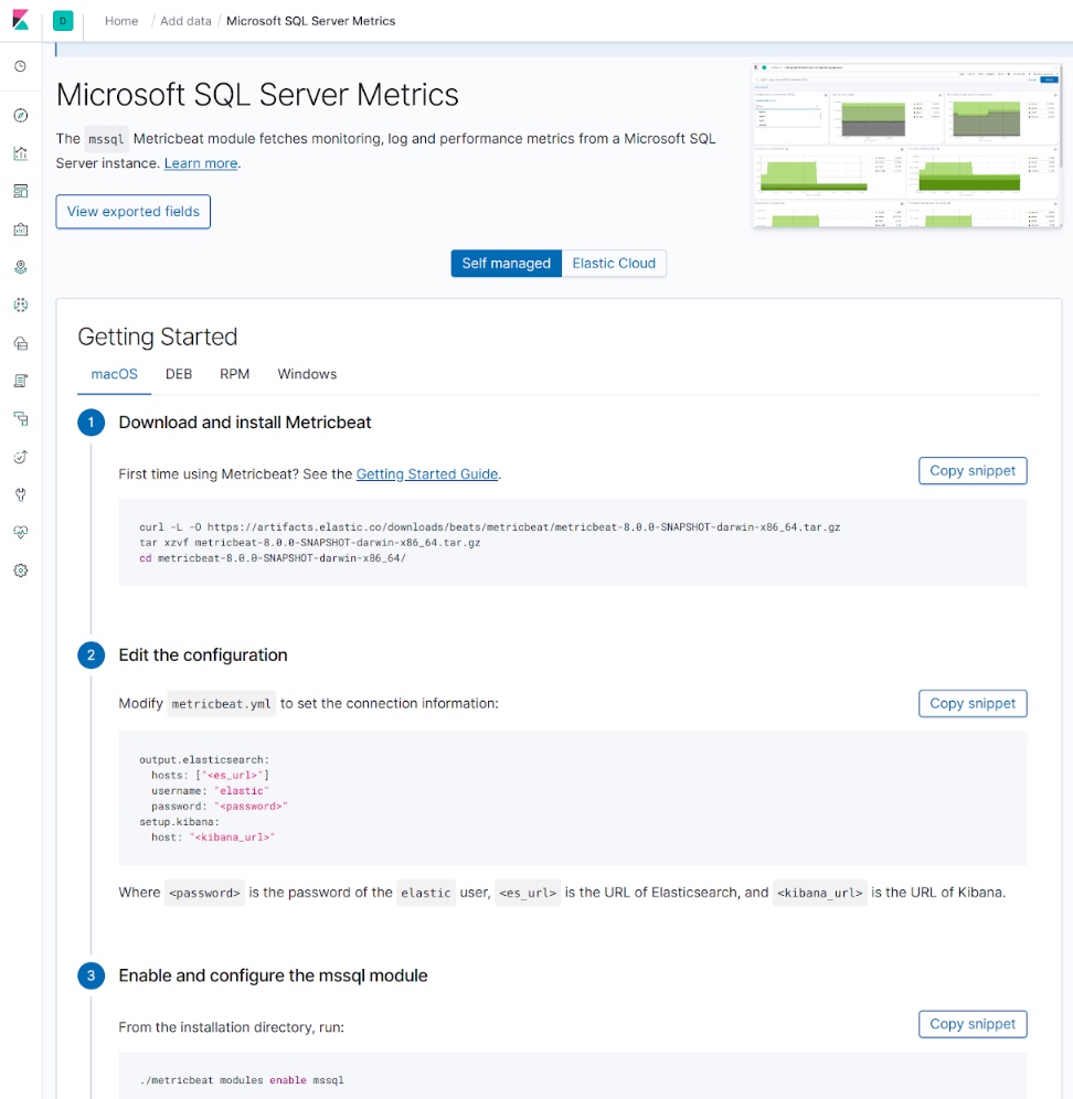 Configure your Microsoft SQL metricset