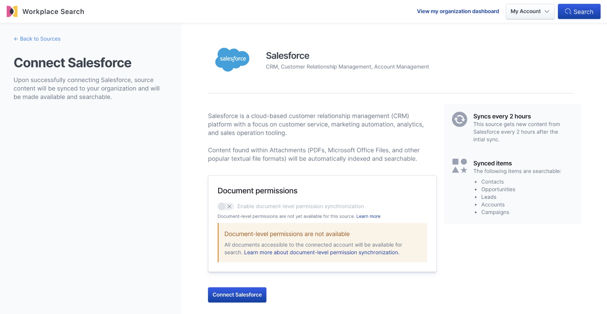Easily connecting Salesforce to Workplace Search