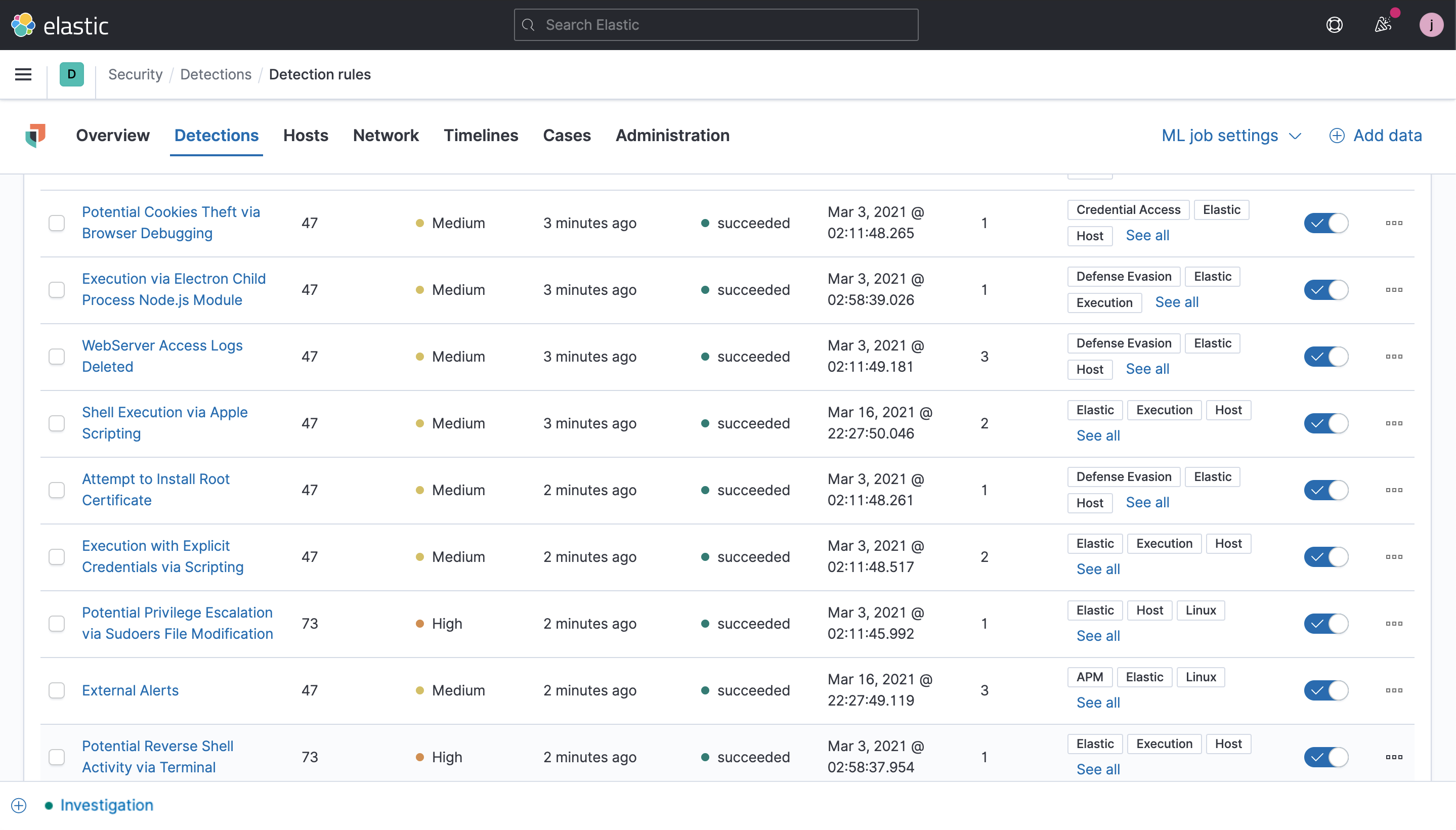 Elastic Security Mac detections