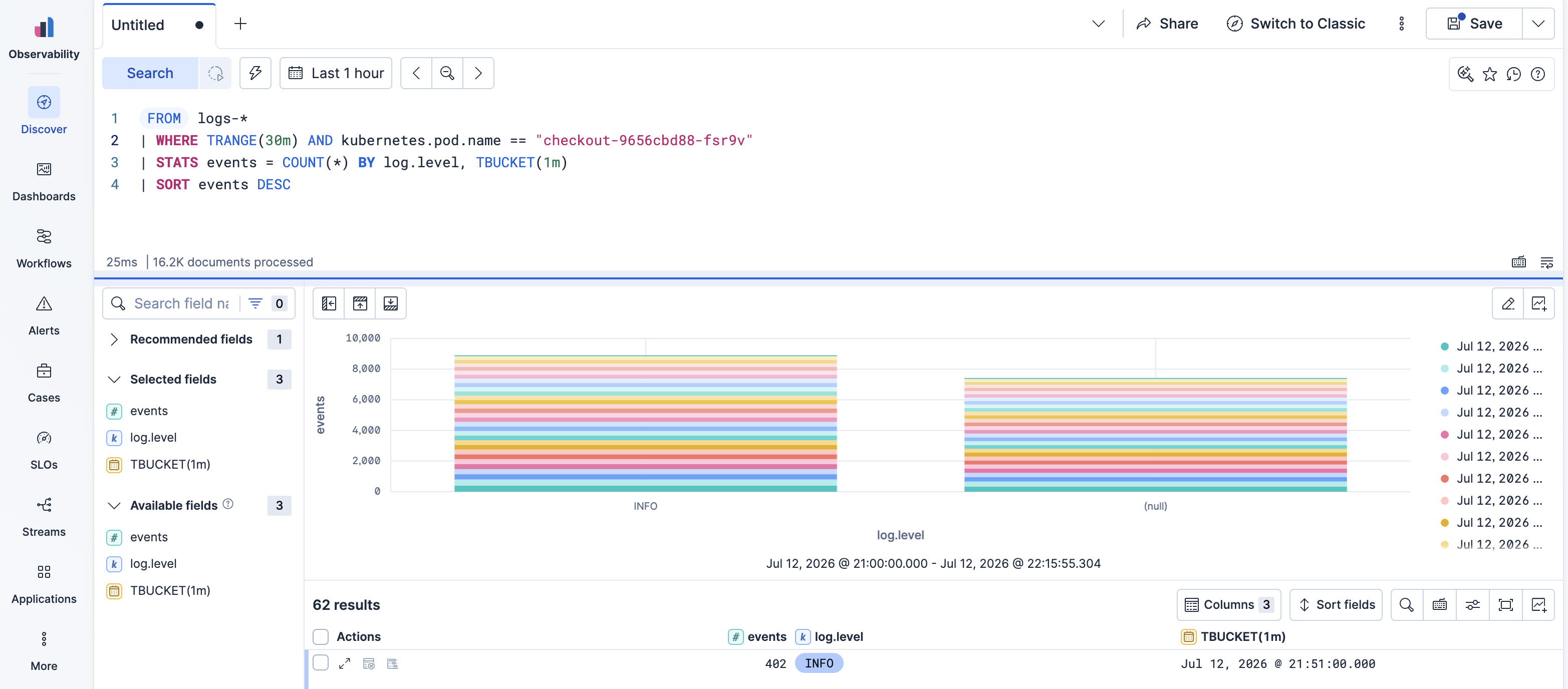 ESQL Logs query