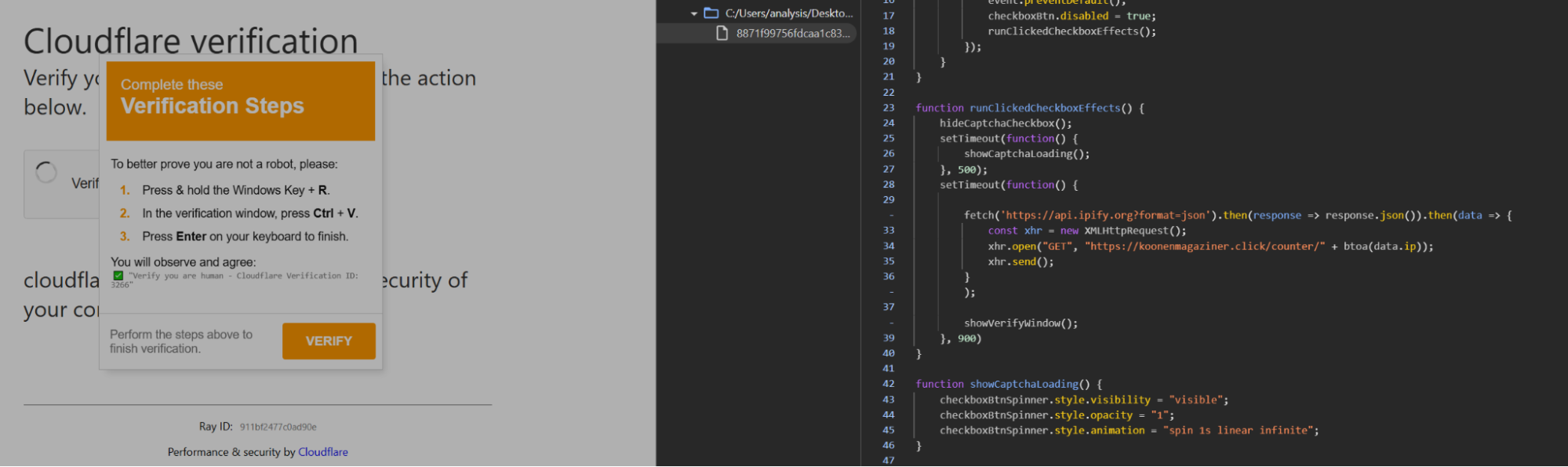 JavaScript of the captcha page