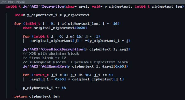 AES CBC main decryption loop