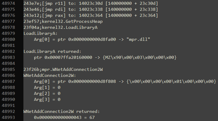 Loader behavior caught through a TinyTracer run