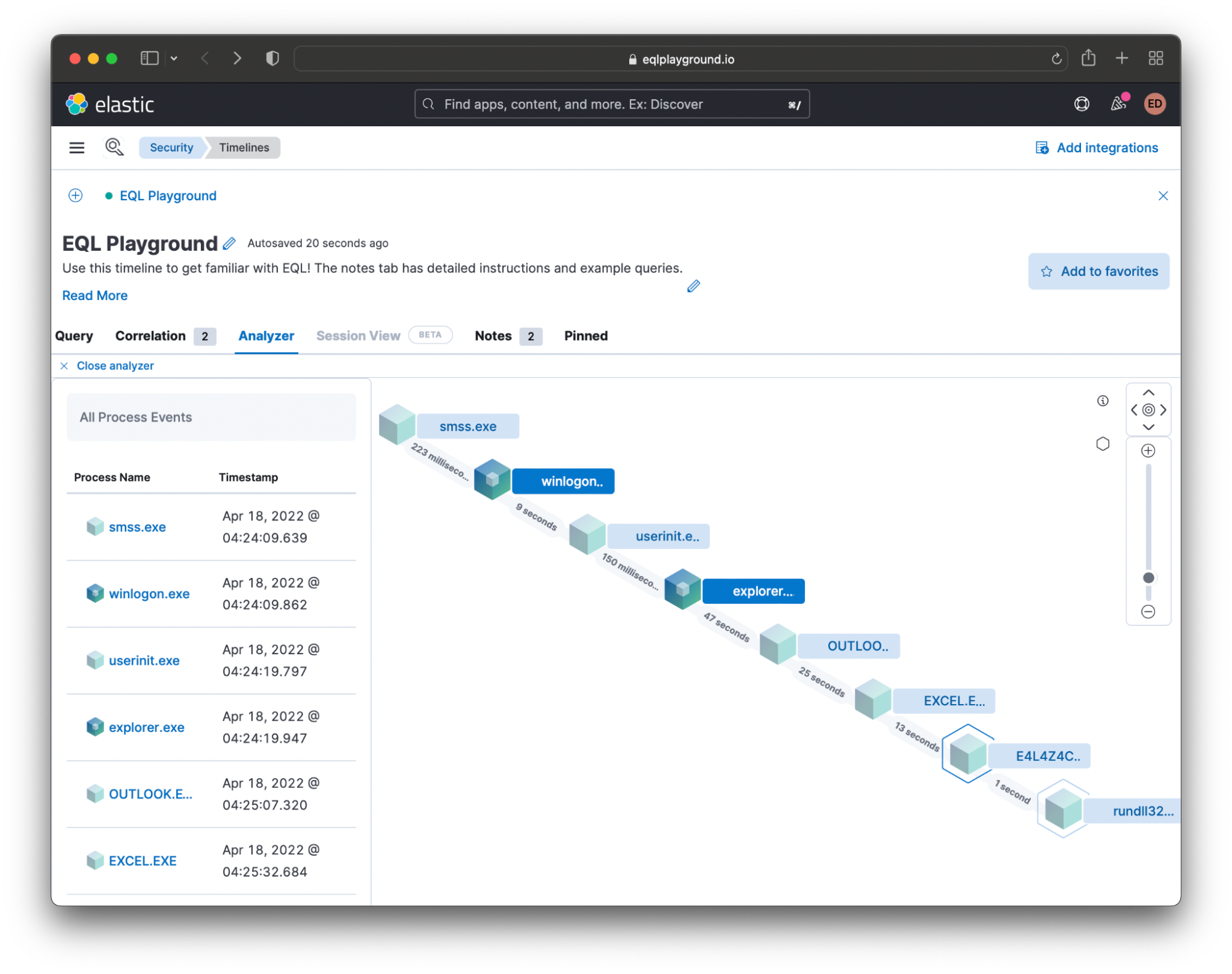 Security app Analyzer interface