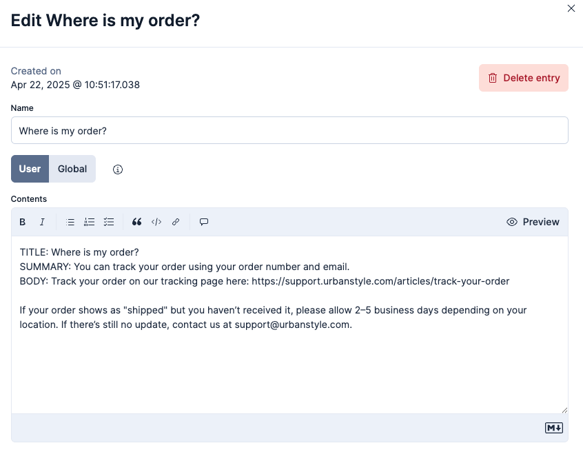 Testing the AI knowledge base.