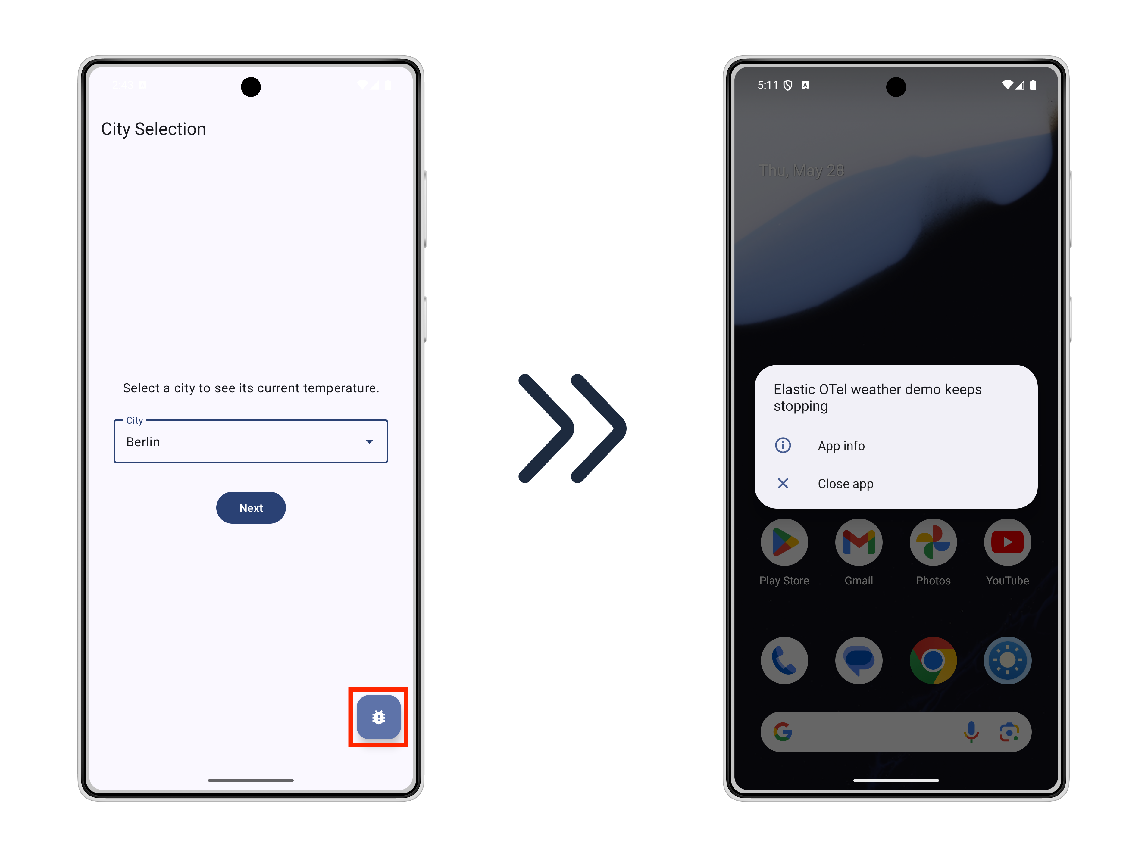 Application crash