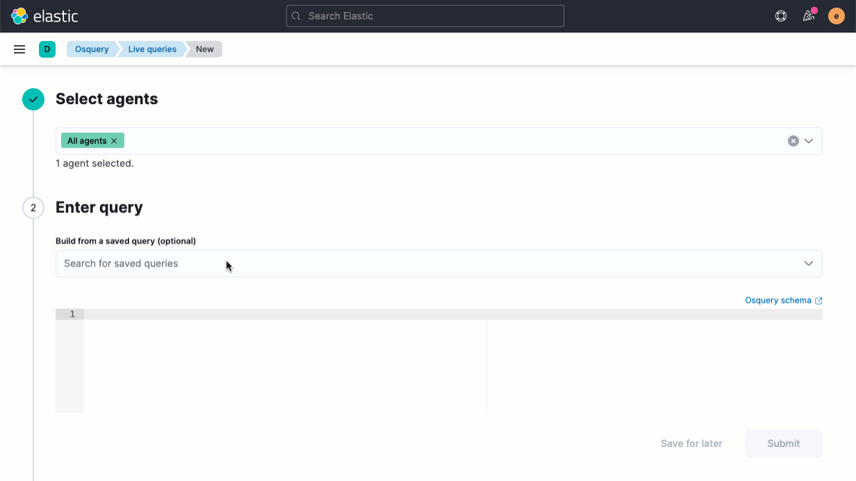 Osquery Manager saved host searches with Elastic Security