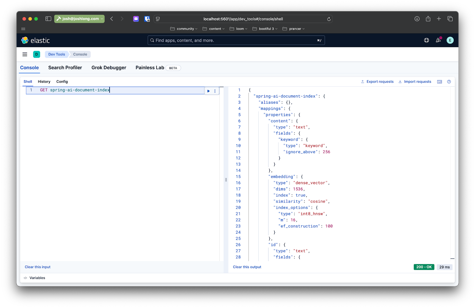 Eine Abfrage in der Elasticsearch-Konsole ausführen.