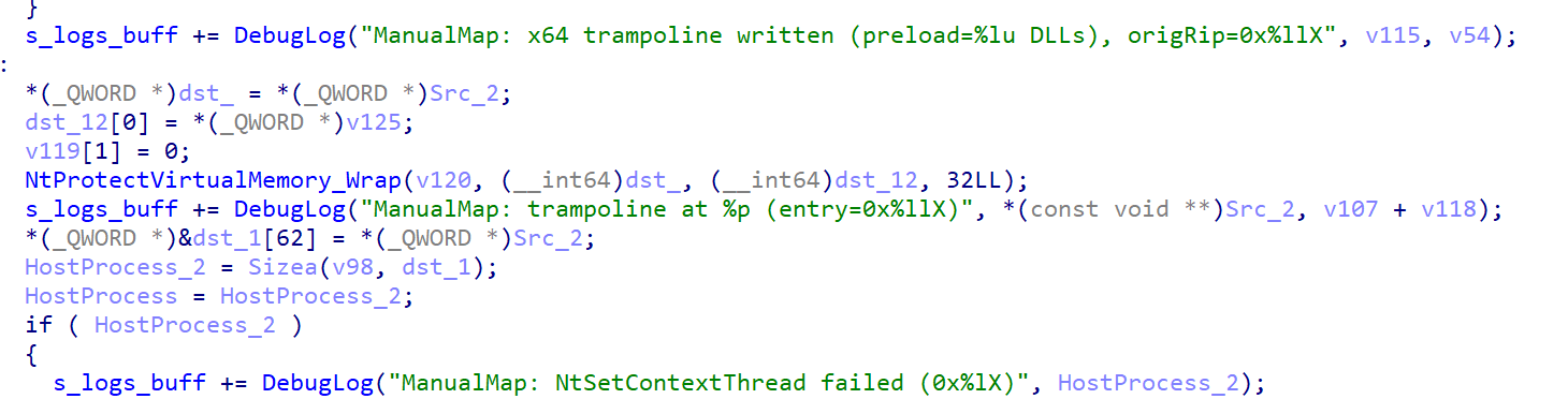 ManualMap trampoline write