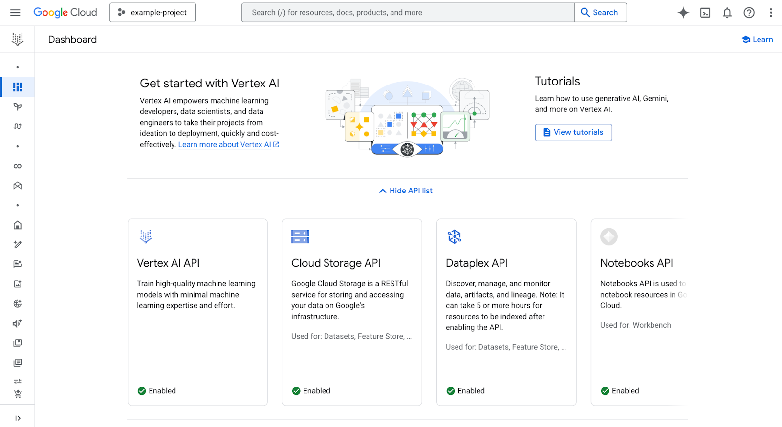 Getting started with the vertex ai API