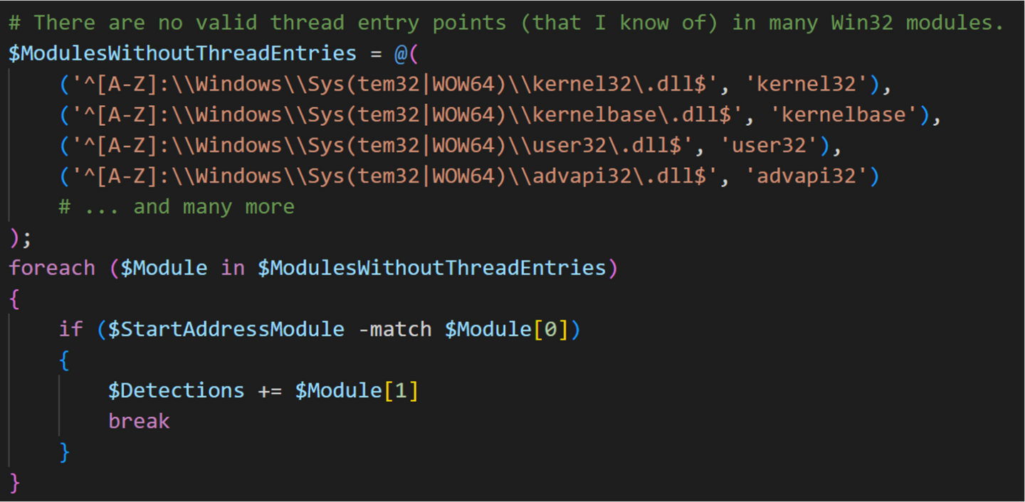 unexpected Win32 modules