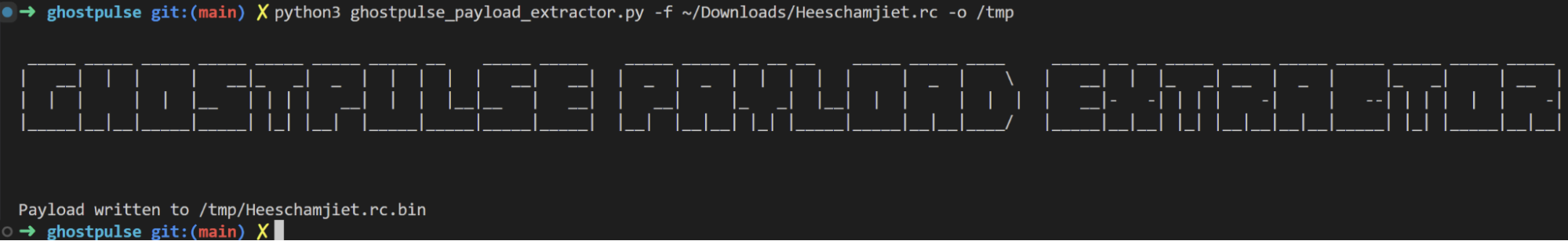 Payload extraction from the GHOSTPULSE sample