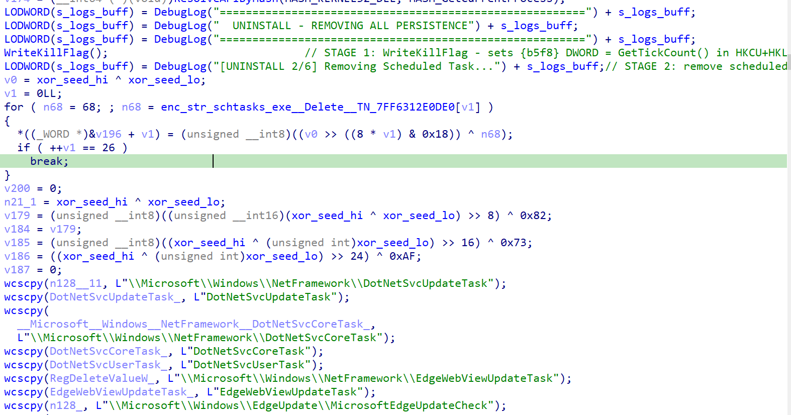 Removing persistance through uninstall command