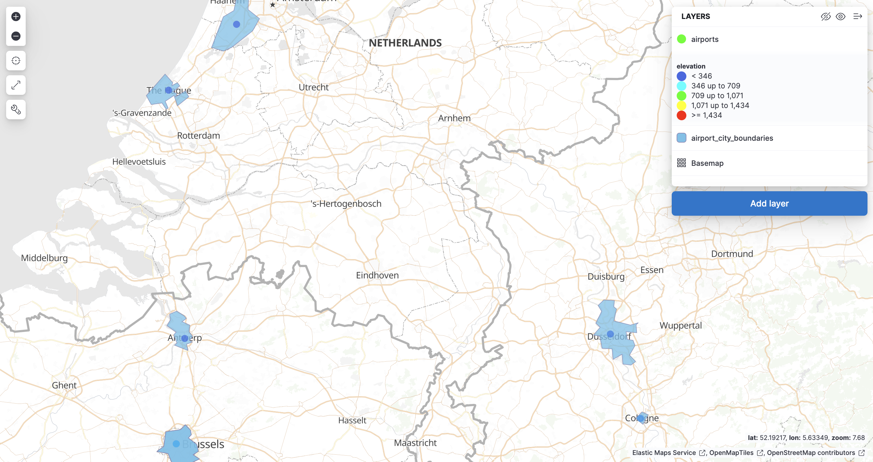 Kibana 地图 - 城市边界图层样式