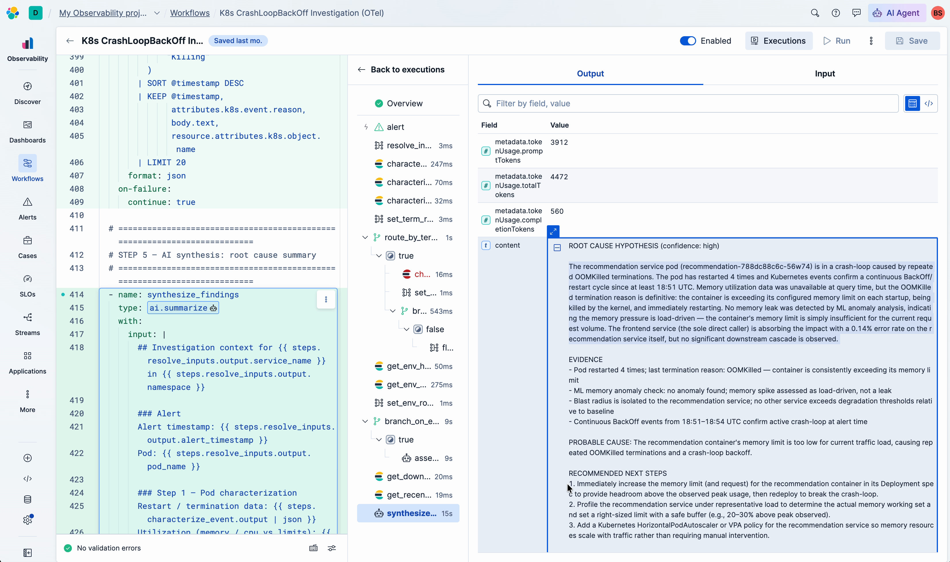 Elastic Workflows synthesize step