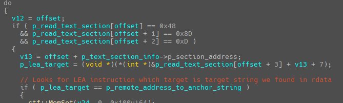 KREMLIN scanning Chrome's .text section for a LEA instruction referencing the App-Bound key string