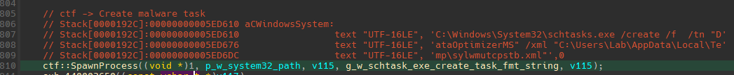 Schtask task creation for persistence