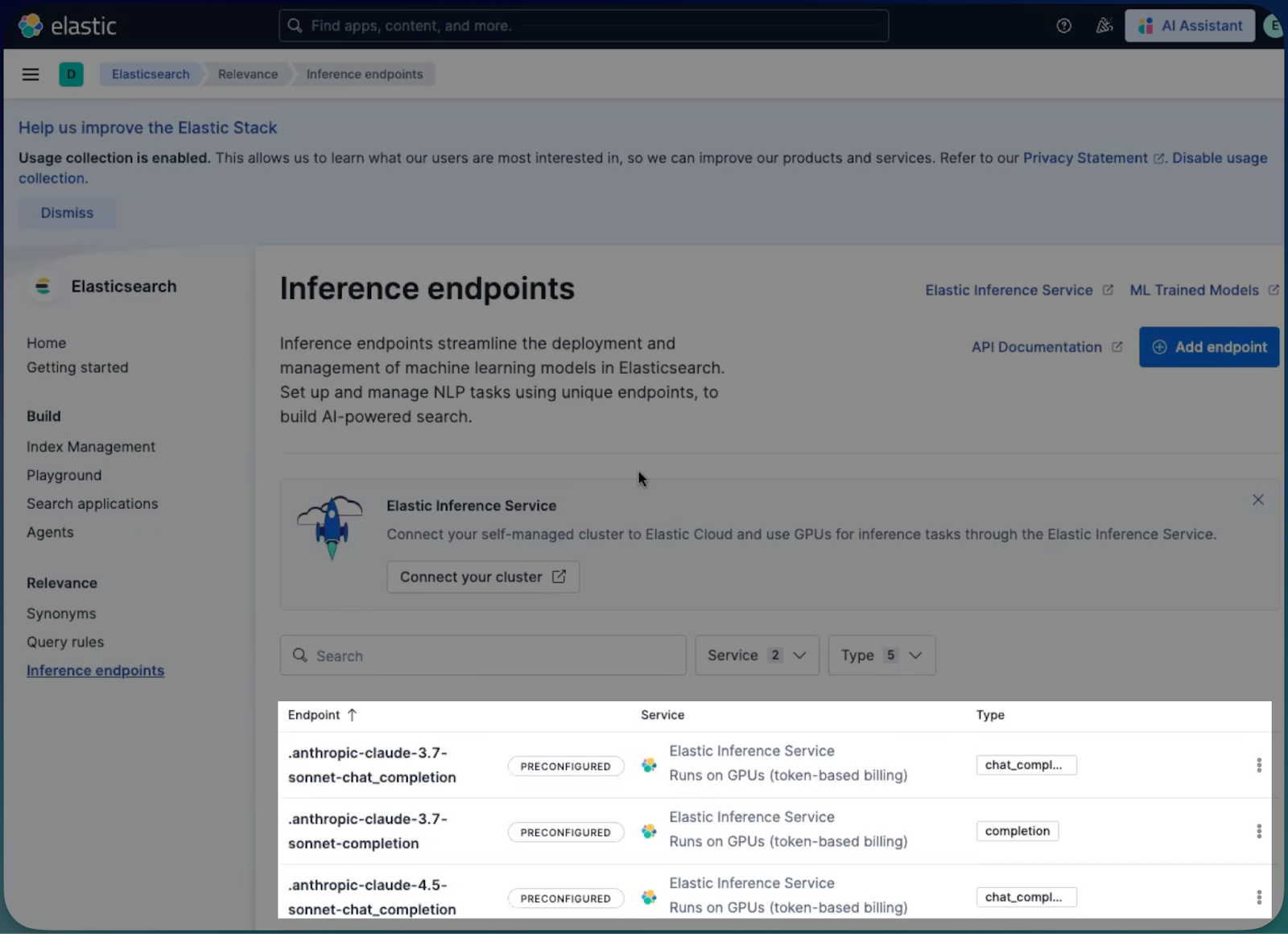 EIS via Cloud Connect inference endpoints