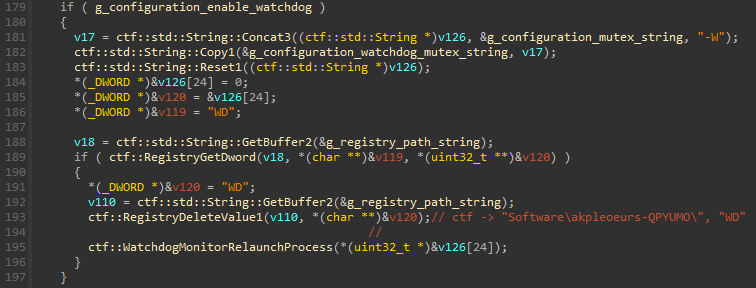 0x40EB54 Watchdog execution path when WD registry value exists