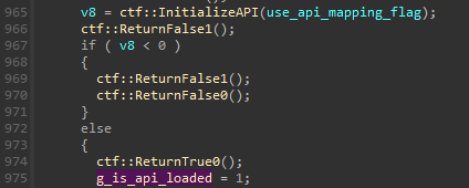 Set the global flag to 1 once the API is loaded 0x1c28