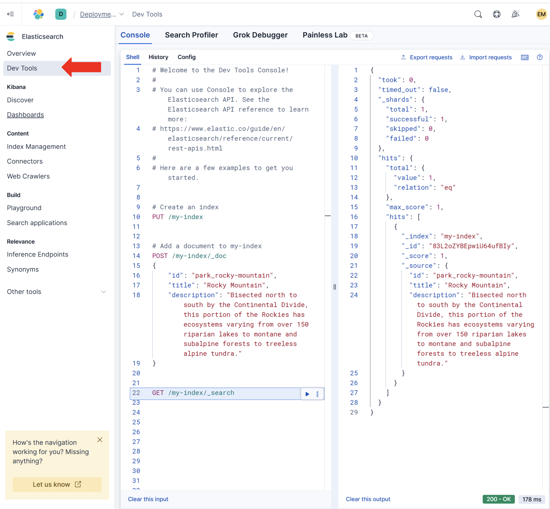 Make API call on your Elasticsearch deployment running on Google Cloud
