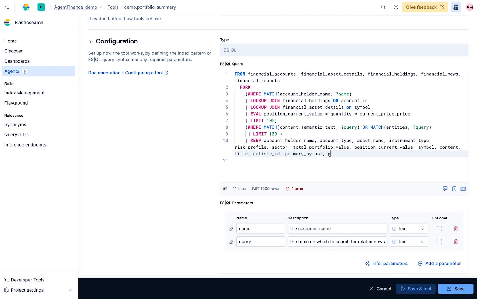 Configuración del agente de IA con Elastic Agent Builder