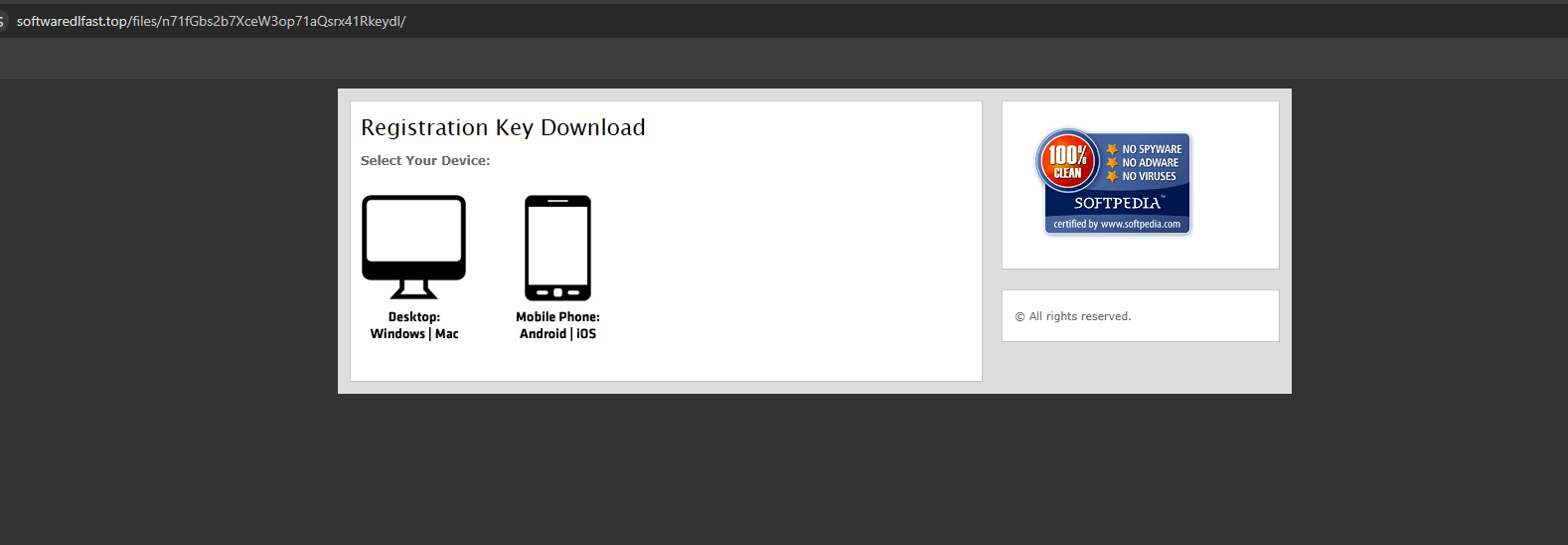 Content at https://softwaredlfast[.]top/files/n71fGbs2b7XceW3op71aQsrx41Rkeydl/
