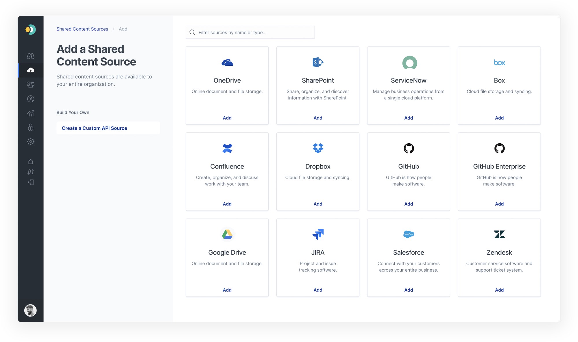 Enterprise Search shared content sources 