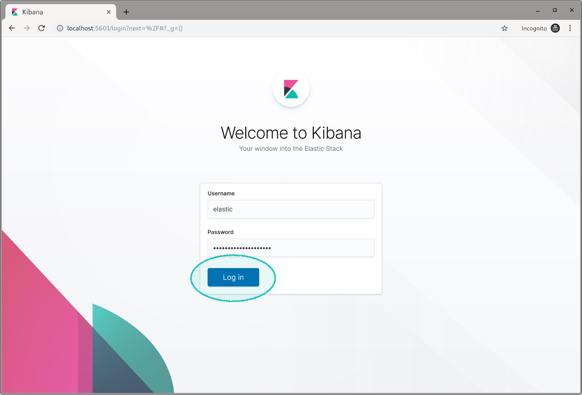 Faça login no Kibana