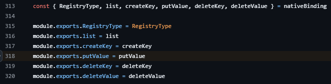 Snippet of js-binding.js from the regedit-rs GitHub repo