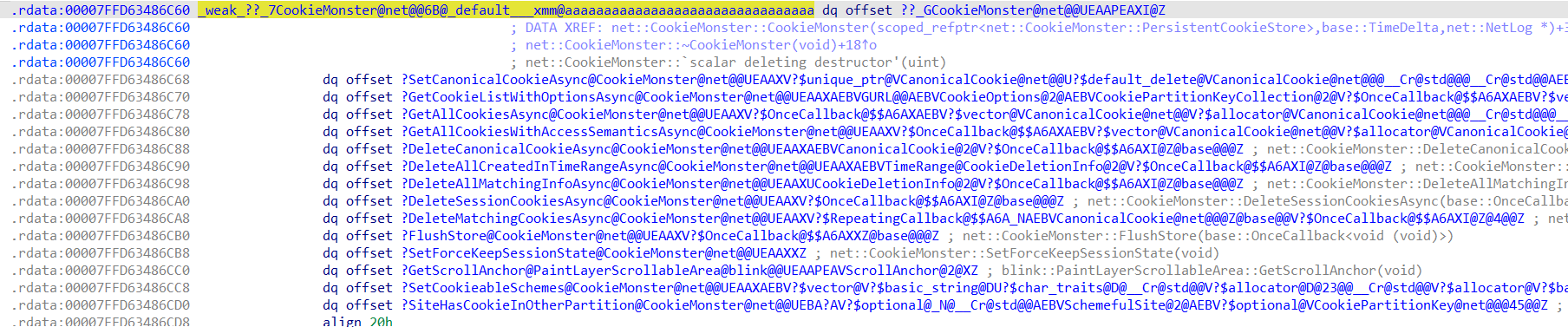 CookieMonster’s vtable in chrome.dll