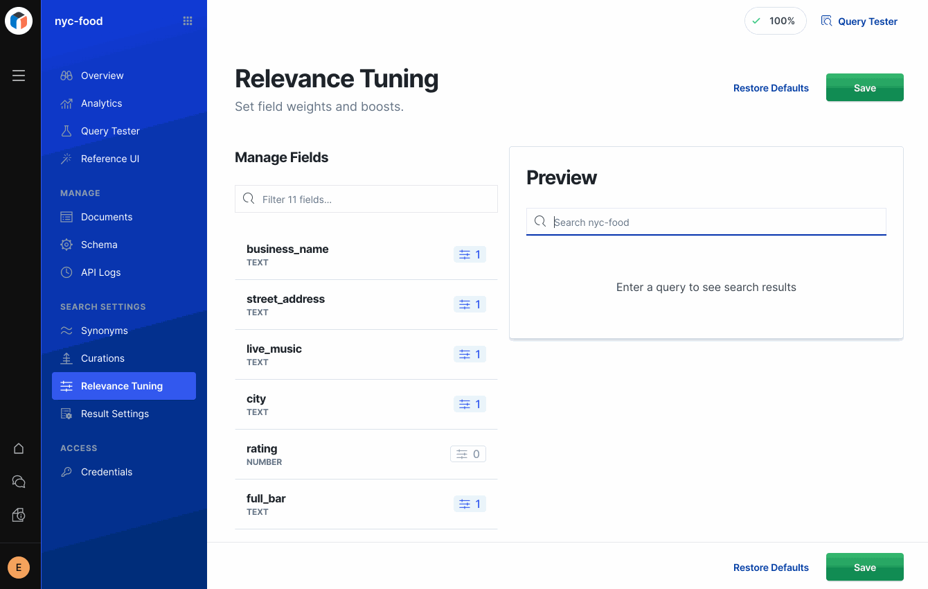 Tuning relevance