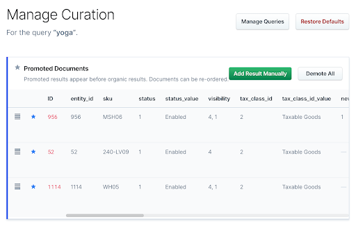 Managing a curation in App Search